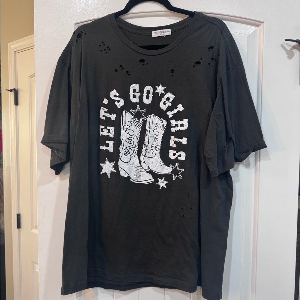 Eighty Eight Black Graphic Tee with White Tag and Red '88' Detail
